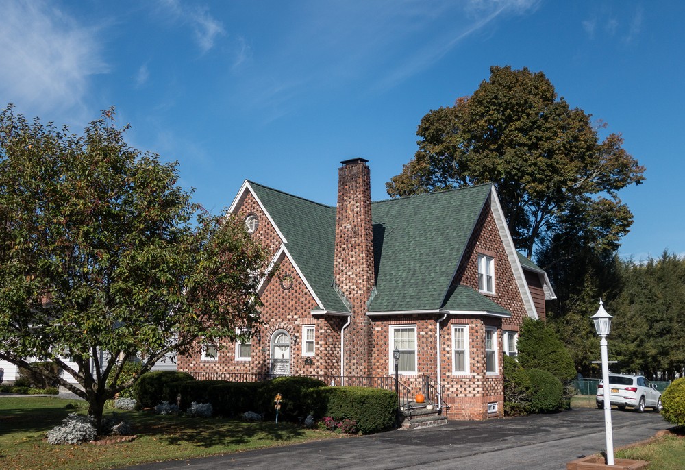 Interesting brickwork on home.<br />Oct. 22, 2017 - Saugerties, New York.