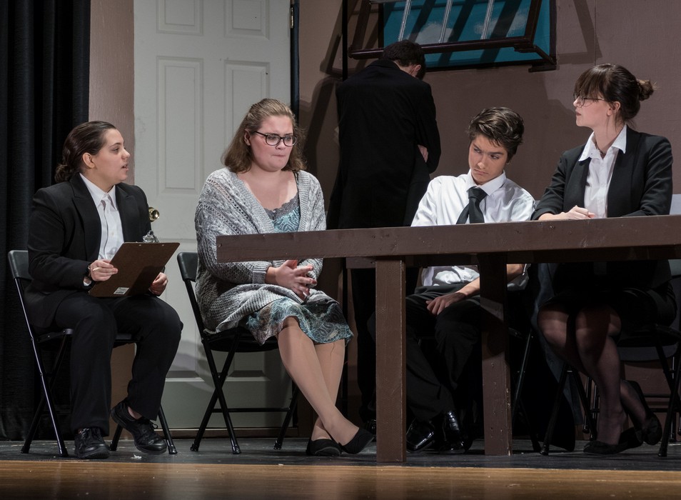 Miranda and some of the cast.<br />Nipmuc Drama Guild's '12 Angry Jurors'.<br />Oct. 28. 2017 - Nipmuc High School, Upton, Massachusetts.