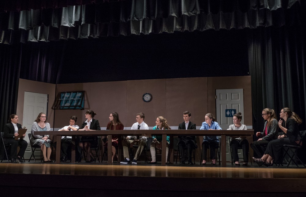 Miranda and the cast.<br />Nipmuc Drama Guild's '12 Angry Jurors'.<br />Oct. 28. 2017 - Nipmuc High School, Upton, Massachusetts.