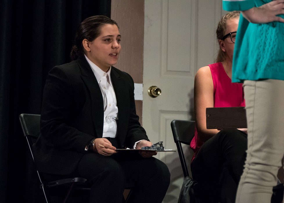 Miranda as the foreman of the jury.<br />Nipmuc Drama Guild's '12 Angry Jurors'.<br />Oct. 28. 2017 - Nipmuc High School, Upton, Massachusetts.