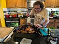 Paul tackling the 25 pound turkey.<br />Thanksgiving dinner.<br />Nov. 23, 2017 - At Paul and Norma's in Tewksbury, Massachusetts.