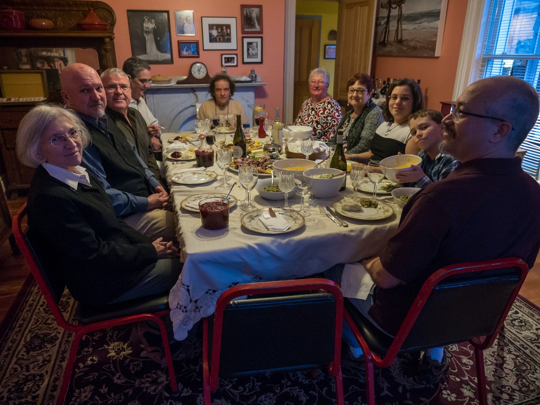 Joyce, Tom, Jim, David, Paul, Norma, Linda, Miranda, Matthew, and Carl.<br />Thanksgiving dinner.<br />Nov. 23, 2017 - At Paul and Norma's in Tewksbury, Massachusetts.