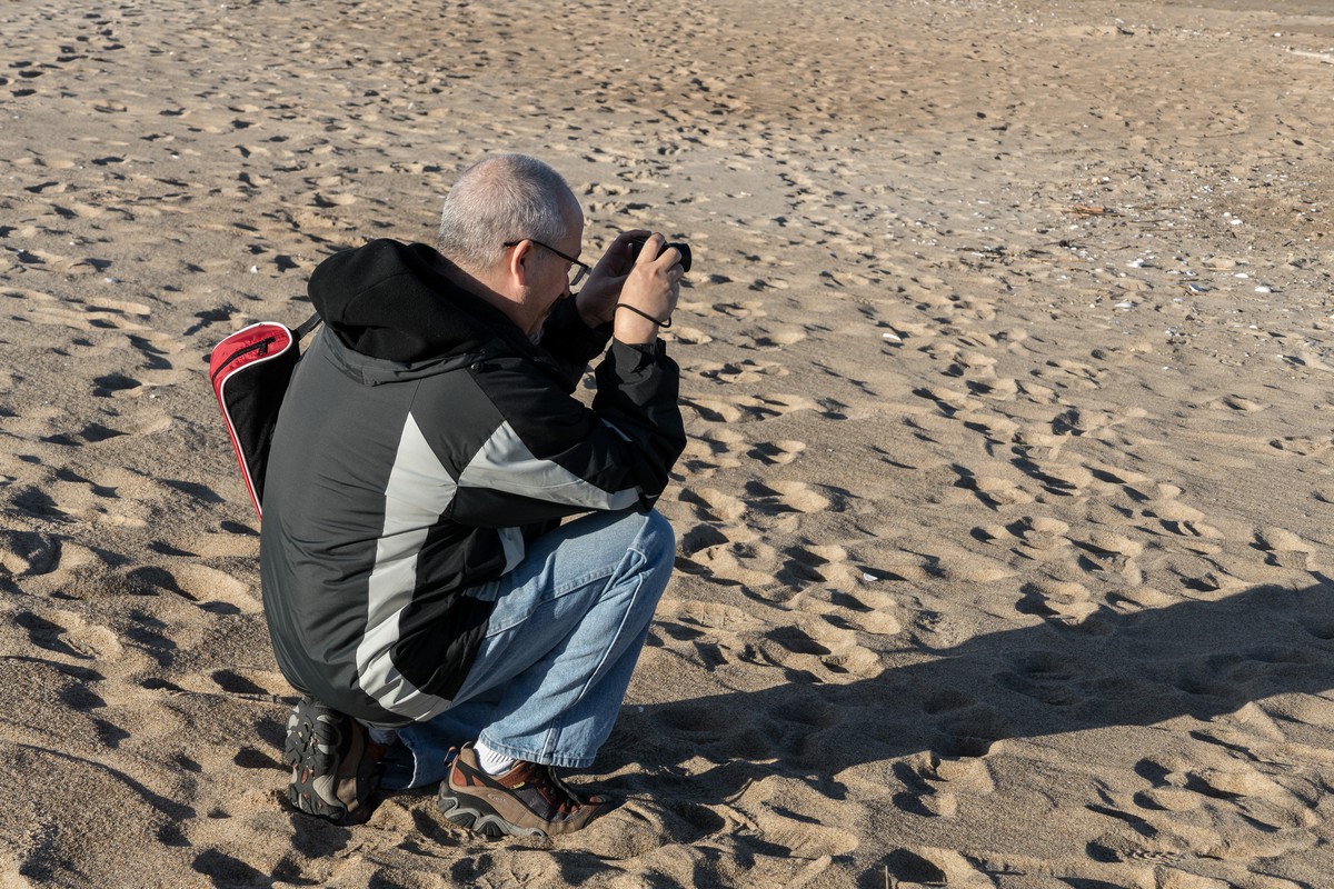 Carl photographing.<br />A walk with Joyce, Carl, and Matthew.<br />Nov. 25, 2017 - Parker River National Wildlife Refuge, Plum Island, Massachusetts.