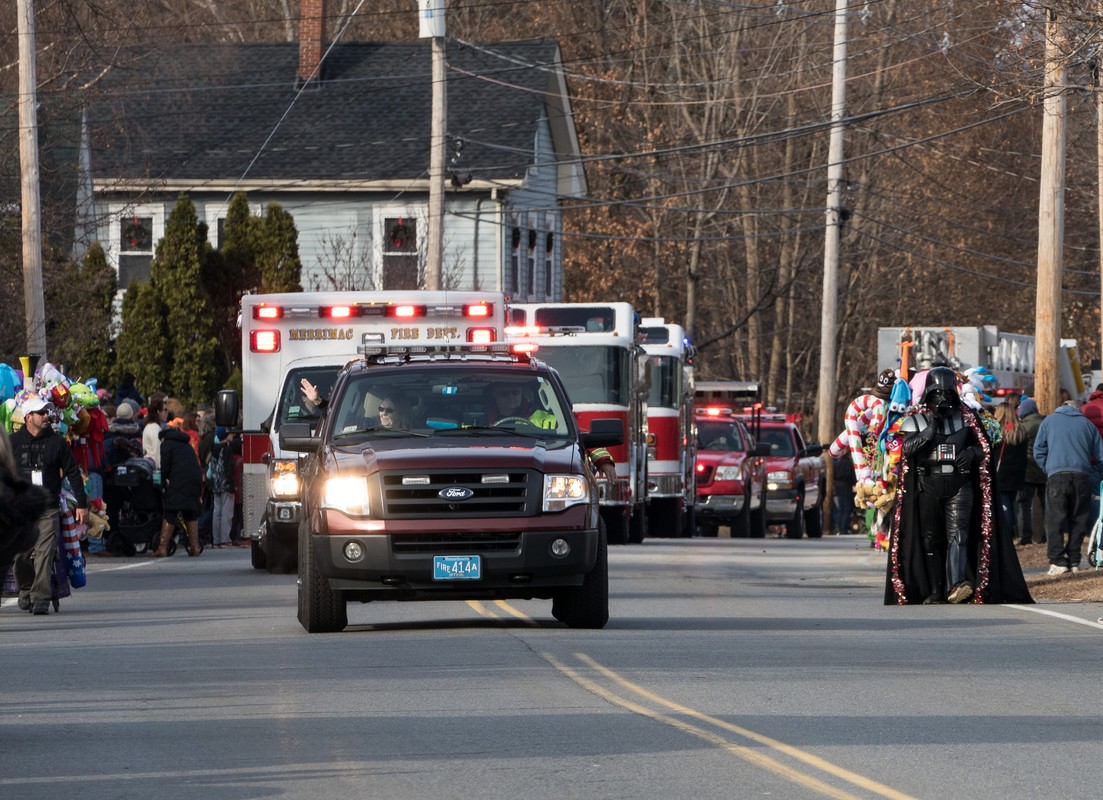 Start of the parade.<br />Santa Parade.<br />Dec. 3, 2017 - Merrimac, Massachusetts.