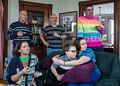 Ronnie, Melody, Carl, Matthew, Miranda, and Sati watching photos on the TV screen.<br />Dec. 25, 2017 - At home in Merrimac, Massachusetts.