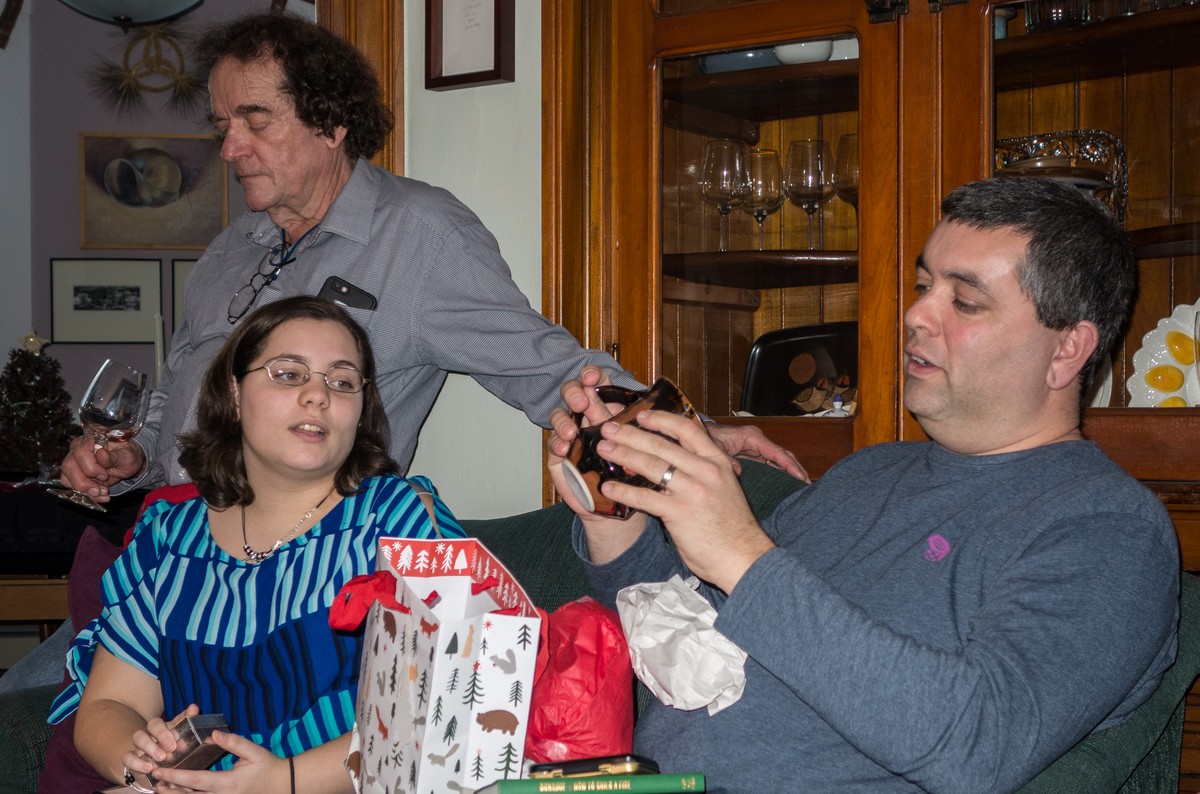 Paul, Miranda, and Sati with another Christmas present.<br />Dec. 25, 2017 - At home in Merrimac, Massachusetts.