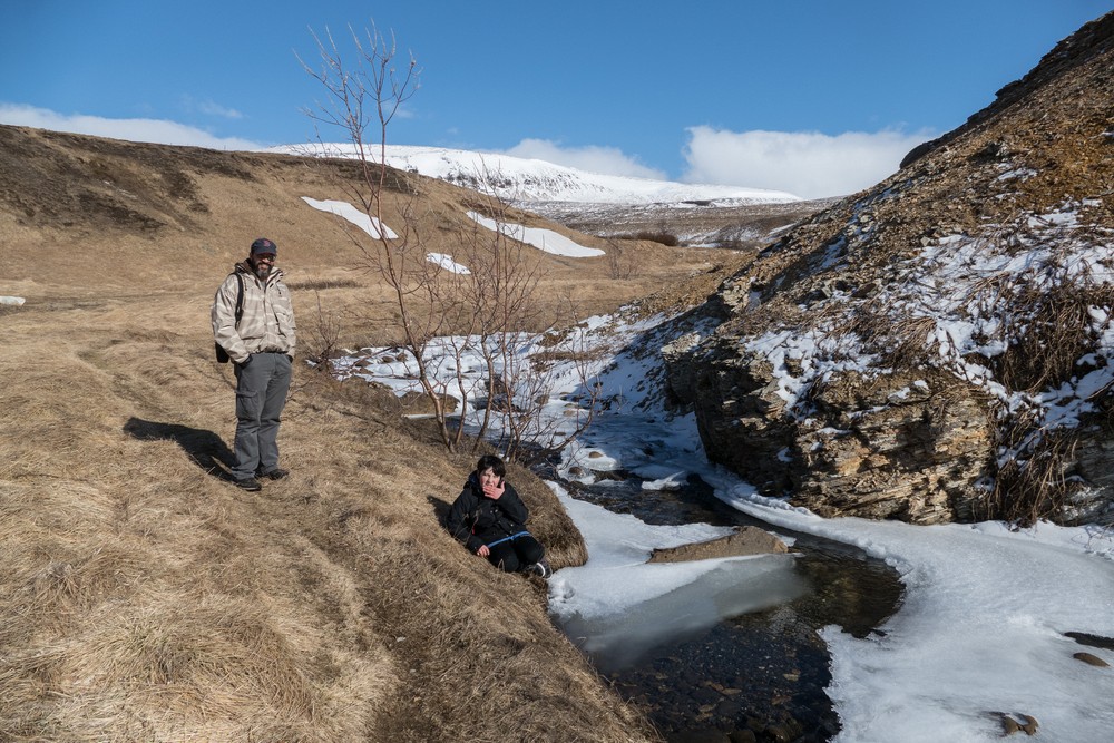 Eric and Marks.<br />Hike along the Syri-Hvamms.<br />April 16, 2016 - Hvammstangi, Iceland.