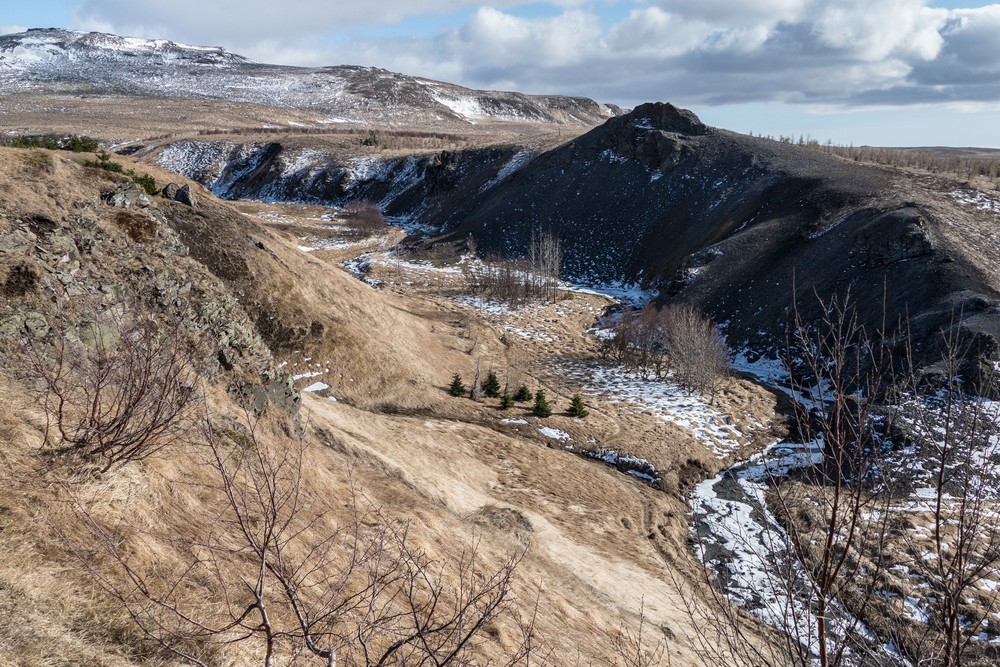 We had just walked up along the stream.<br />Hike along the Syri-Hvamms.<br />April 16, 2016 - Hvammstangi, Iceland.