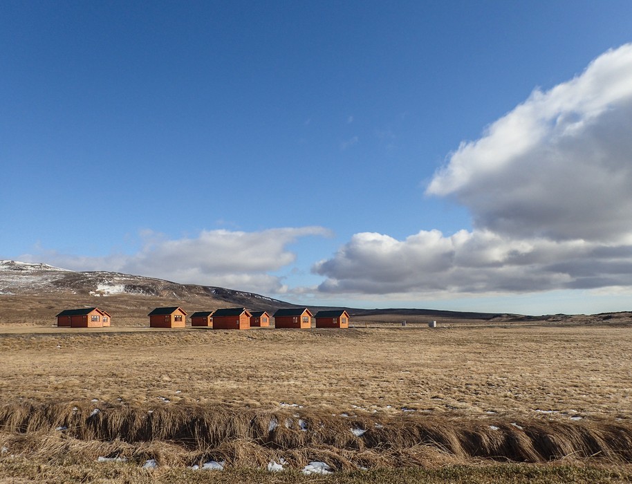 Rental cabins?<br />Hike along the Syri-Hvamms.<br />April 16, 2016 - Hvammstangi, Iceland.