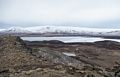 View from the top with Marks at the far end.<br />April 17, 2017 - At Borgarvirki off Rte. 1, Iceland.