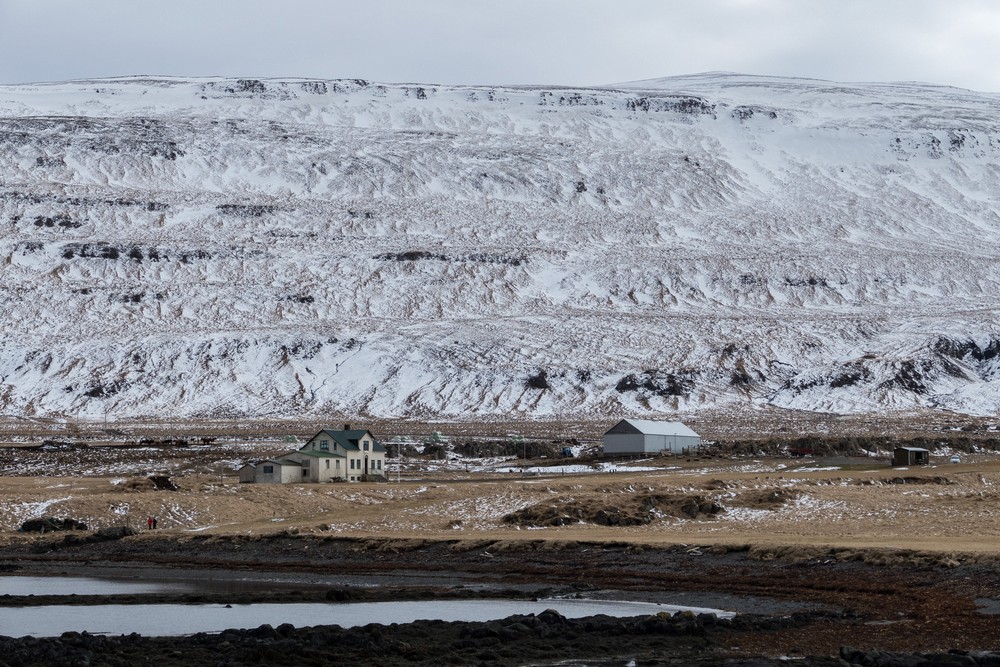 At the Illugastair seal watching site.<br />April 18, 2017 - Trip around the Vatnsnes Peninsula, Iceland.