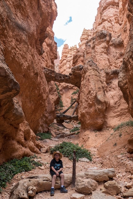 Matthew at the Two Bridges canyon.<br />On the Navajo Loop Trail.<br />Aug. 9, 2017 - Bryce Canyon National Park, Utah.