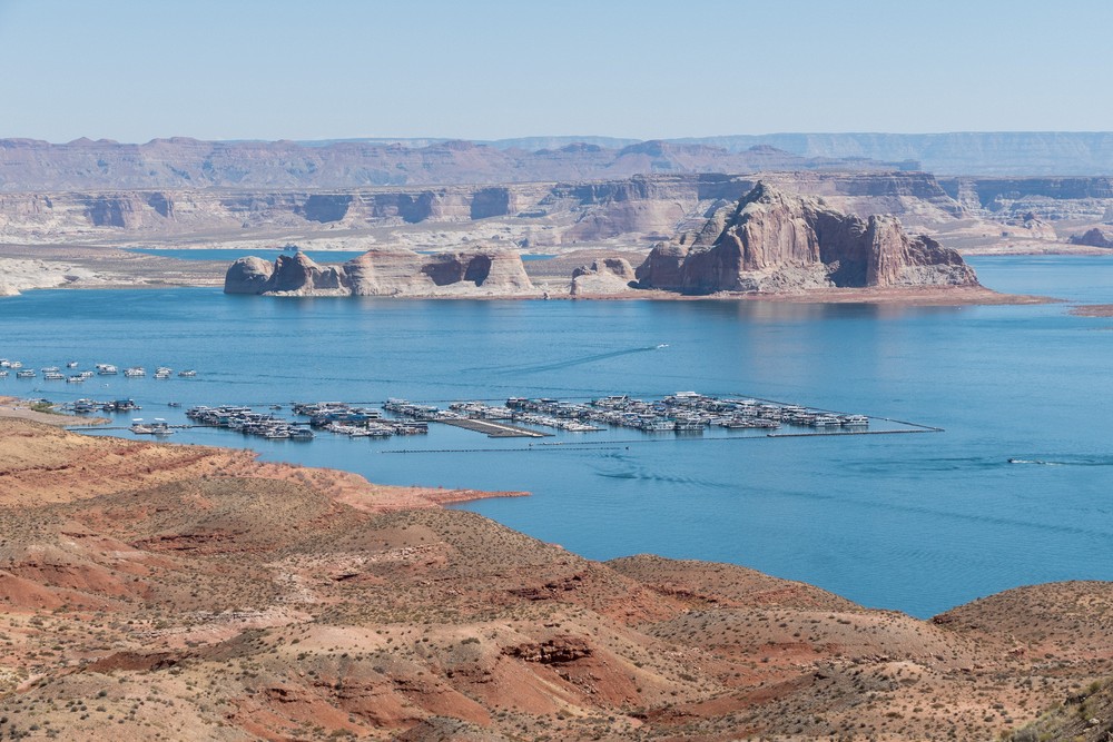 Lake Powell with Wahweap Marina.<br />Aug. 10, 2017 - Wahweap Overlook off US-89, Arizona.