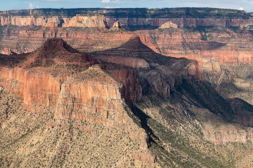 North Rim at the top.<br />Helicopter tour of the Grand Canyon.<br />Aug. 12, 2017 - Grand Canyon National Park, Arizona.