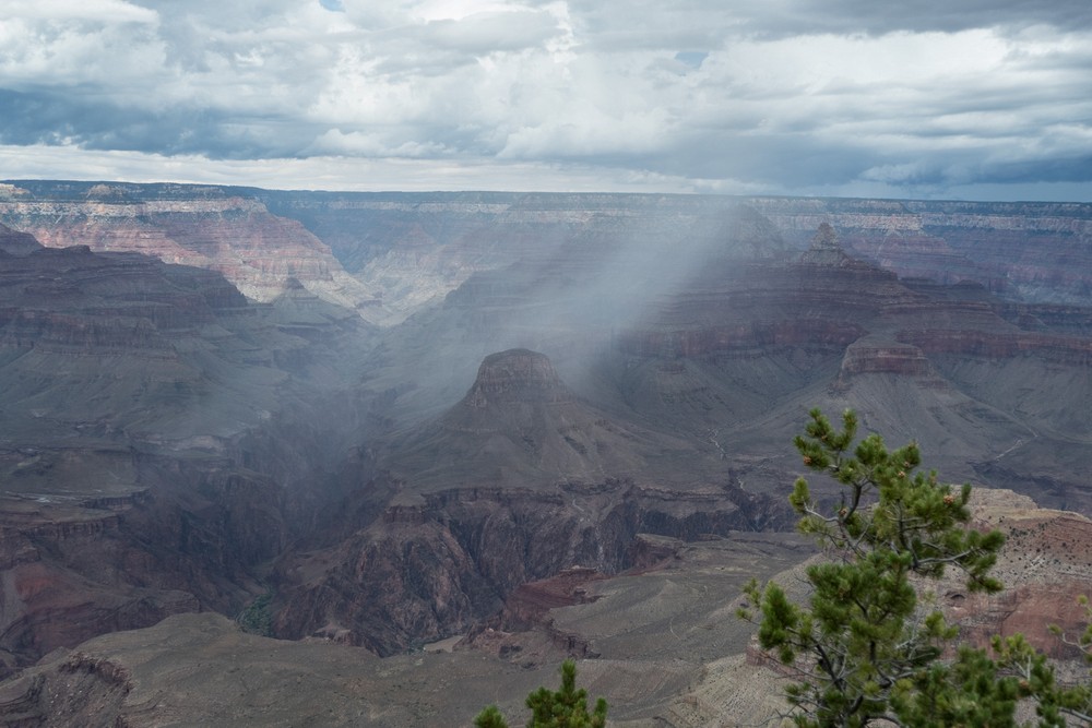 View from Yavapai Geological Museum of an approaching thunderstorm.<br />Aug. 12, 2017 - Grand Canyon National Park, Arizona.