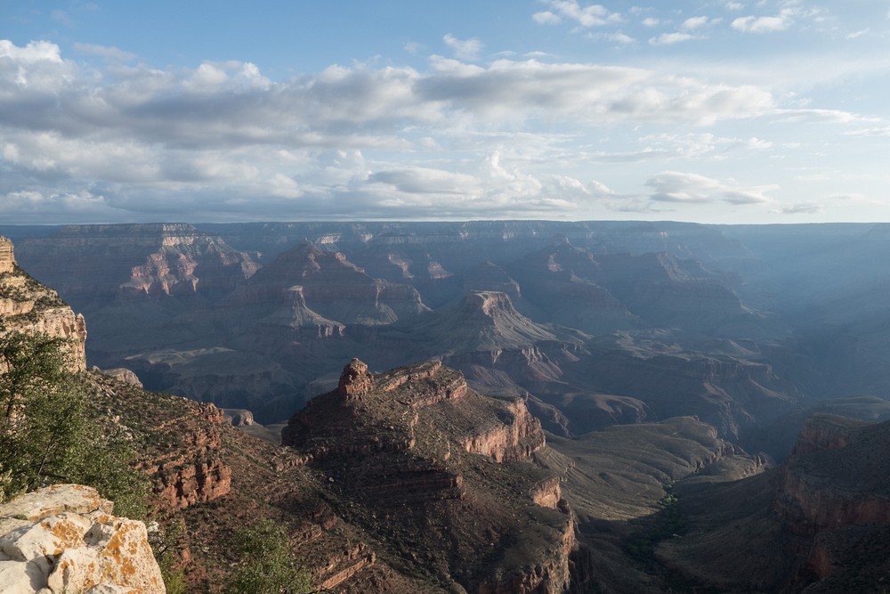 View from Rim Trail near our lodging at Thunderbird Lodge early in the morning.<br />Aug. 13, 2017 - Grand Canyon National Park, Arizona.