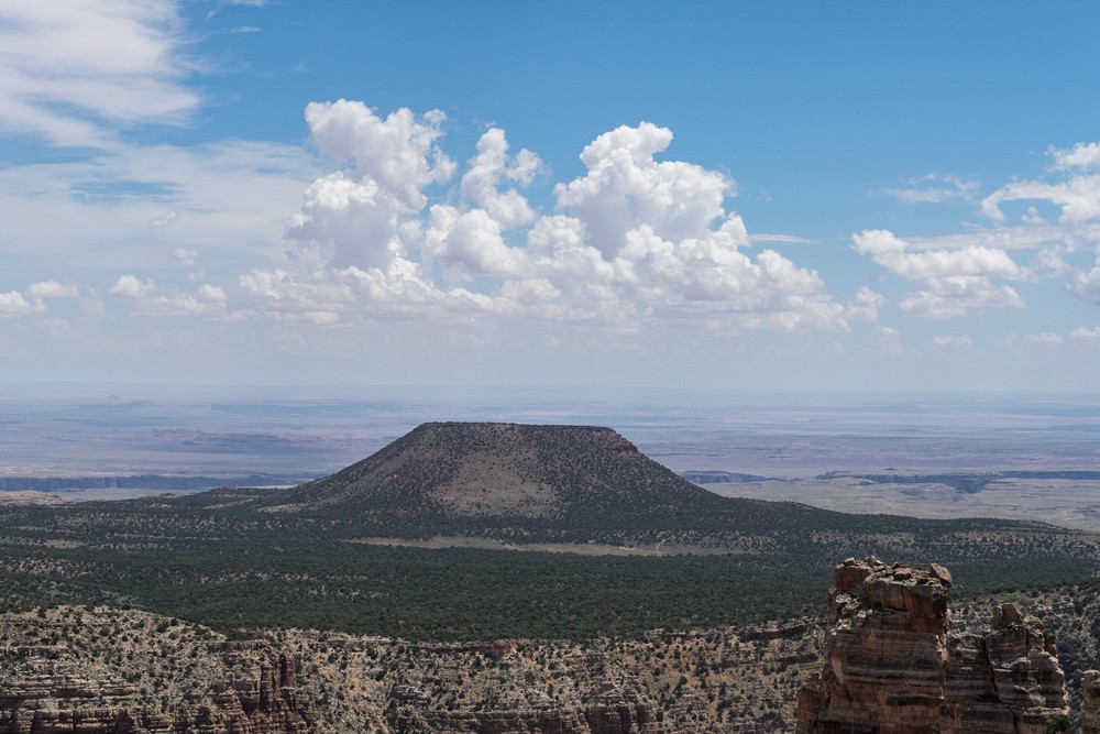 Mesa East of the park.<br />At Desert View Watchtower.<br />Aug. 13, 2017 - Grand Canyon National Park, Arizona.