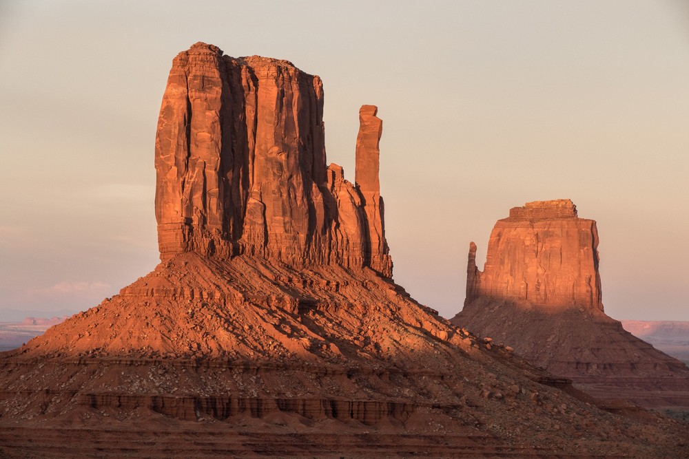 View from our cabin.<br />The Mittens.<br />Aug. 13, 2017 - Monument Valley Navajo Tribal Park, Arizona.