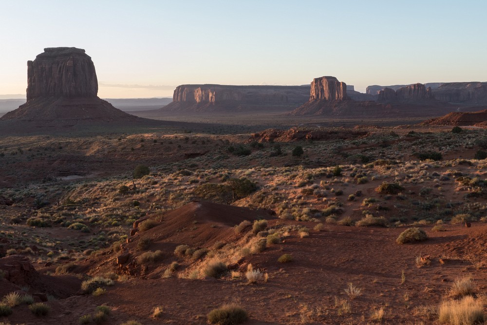 View from our cabin at sunrise.<br />Aug. 14, 2017 - Monument Valley Navajo Tribal Park, Arizona.