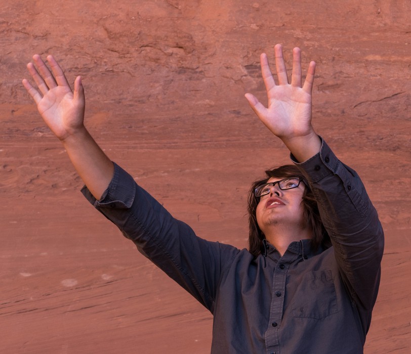 Our guide Sean Holiday.<br />On tour with Navajo Spirit Tours.<br />Aug. 14, 2017 - Monument Valley Navajo Tribal Park, Arizona.