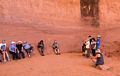 We are all listening to Sean play the other guide's double recorder.<br />On tour with Navajo Spirit Tours.<br />Aug. 14, 2017 - Monument Valley Navajo Tribal Park, Arizona.