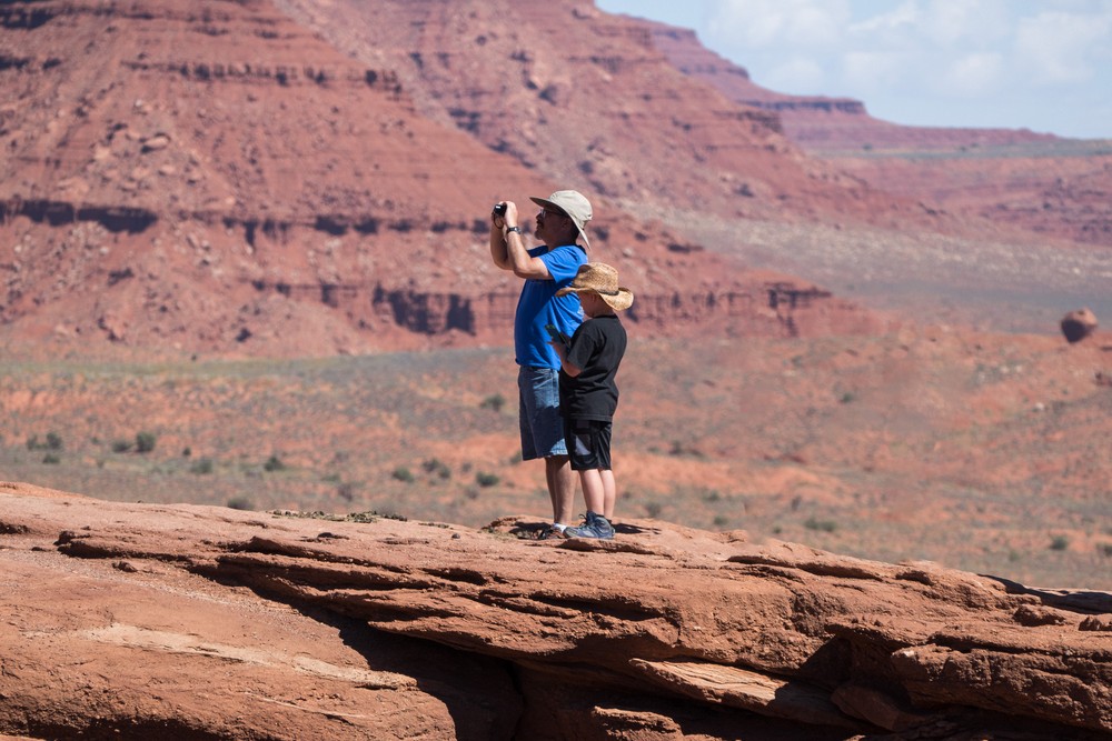 Carl and Matthew.<br />On tour with Navajo Spirit Tours.<br />Aug. 14, 2017 - Monument Valley Navajo Tribal Park, Arizona.
