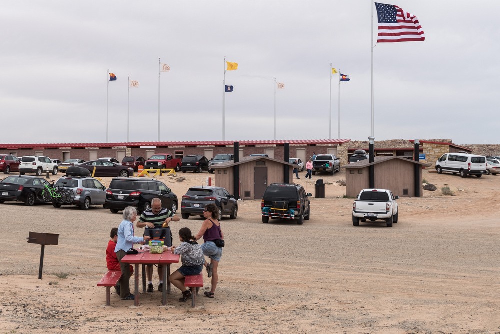 Matthew, Joyce, Carl, Miranda, and Holly.<br />Lunch at Four Corners.<br />Aug. 15, 2017 - Four Corners, Arizona, Colorado, New Mexico, Utah.