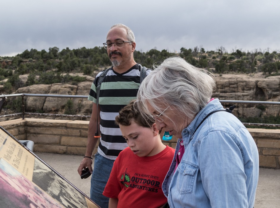 Carl, Matthew, and Joyce.<br />Cliff Palace overlook.<br />Aug. 15, 2017 - Mesa Verde National Park, Colorado.