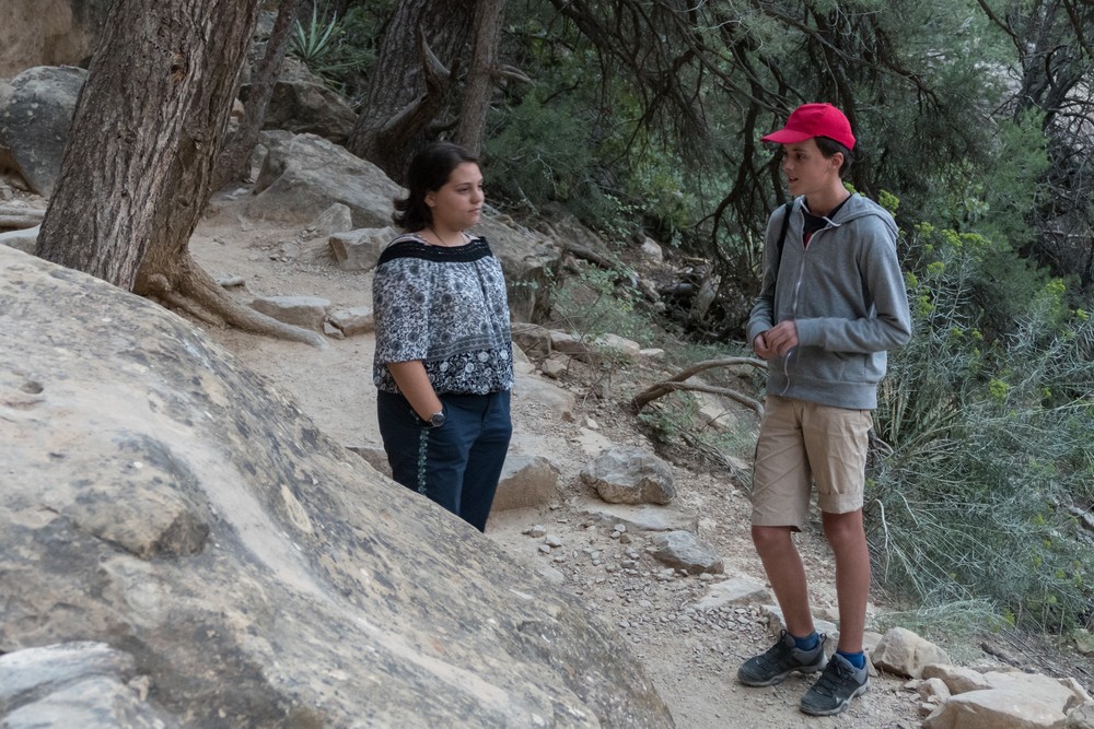 Miranda and French friend.<br />The evening tour of Cliff Palace.<br />Aug. 15, 2017 - Mesa Verde National Park, Colorado.