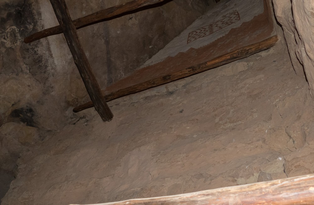 Rock art high in the room.<br />The evening tour of Cliff Palace.<br />Aug. 15, 2017 - Mesa Verde National Park, Colorado.
