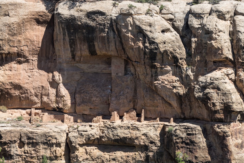 More cliff structures in canyon.<br />View from outlook between Sun Point View and Sun Temple.<br />Aug. 16, 2017 - Mesa Verde National Park, Colorado.