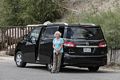 Joyce next to our rental car.<br />Aug. 17, 2017 - Wolf Creek Pass Overlook on US-160, Colorado.