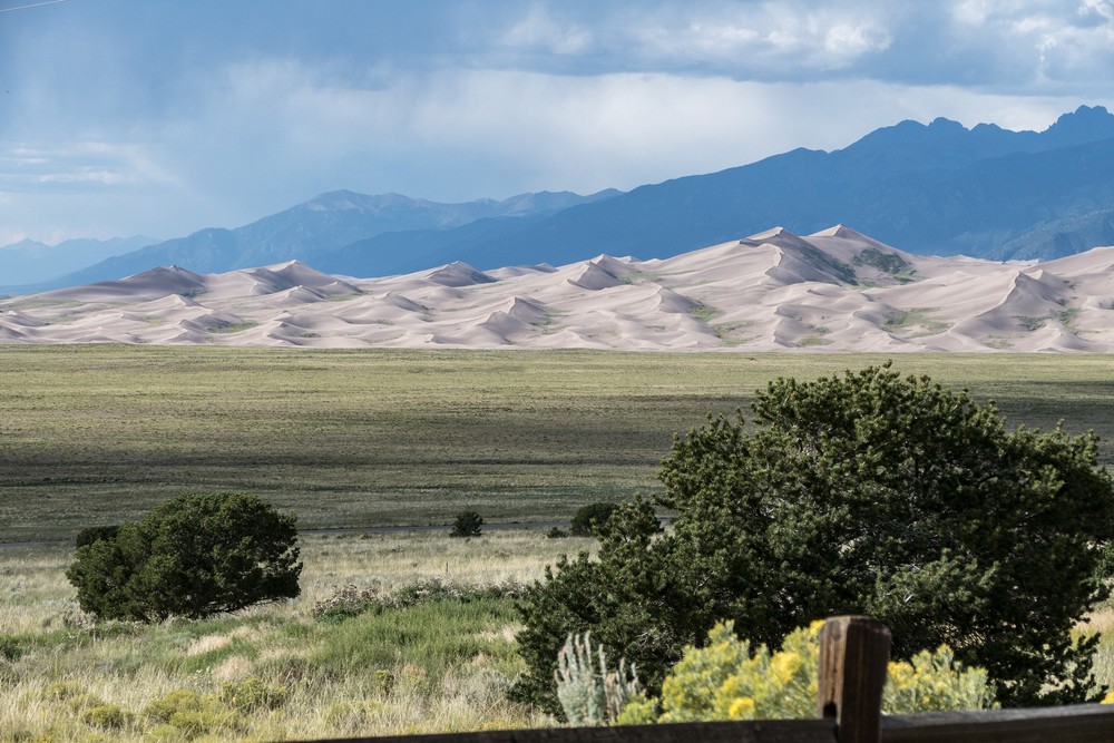 View of dunes of the Great Sand Dunes National Park.<br />Aug. 17, 2017 - Great Sand Dunes Lodge, Mosca, Colorado.