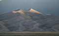 View of dunes of the Great Sand Dunes National Park at sunrise.<br />Aug. 18, 2017 - Great Sand Dunes Lodge, Mosca, Colorado.