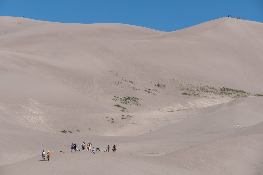 People enjoying the dunes.<br />Aug. 18, 2017 - Great Sand Dunes National Park, Colorado.