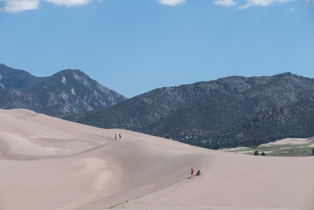People enjoying the dunes and the view.<br />Aug. 18, 2017 - Great Sand Dunes National Park, Colorado.
