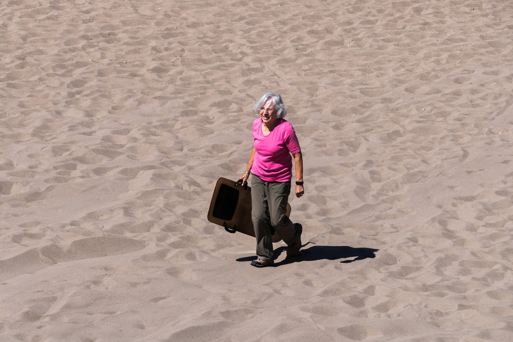 It's time for Joyce to struggle back up.<br />Aug. 18, 2017 - Great Sand Dunes National Park, Colorado.