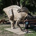 Matthew and iguanodon.<br />Dinosaur Ridge.<br />Aug. 19, 2017 - Morrison, Colorado.