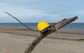 A bright yellow hard hat placed on driftwood.<br />A second day at Plum Island on a balmy (50 degree) day.<br />Jan. 11, 2018 - Parker River National Wildlife <br />Refuge, Plum Island, Massachusetts.