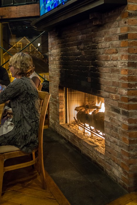 It was nice to sit near the fireplace.<br />Joyce's birthday dinner at Glenn's Food & Libation.<br />Jan. 14, 2018 - Newburyport, Massachusetts.