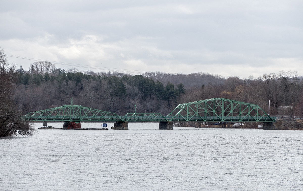 View of Rocks Village Bridge from some distance.<br />Checking out the Merrimack River at high tide.<br />March 3, 2018 - Merrimac, Massachusetts.