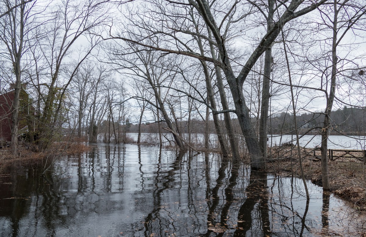 Cobbler Brook as it empties into the Merrimack River.<br />Checking out the Merrimack River at high tide.<br />March 3, 2018 - Merrimac, Massachusetts.