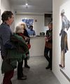 Paul, Joyce, and Dominique talking to Susan White Brown about her work.<br />Looking at art with Paul and Dominique.<br />March 9, 2018 - SoWa district, Boston, Massachusetts.