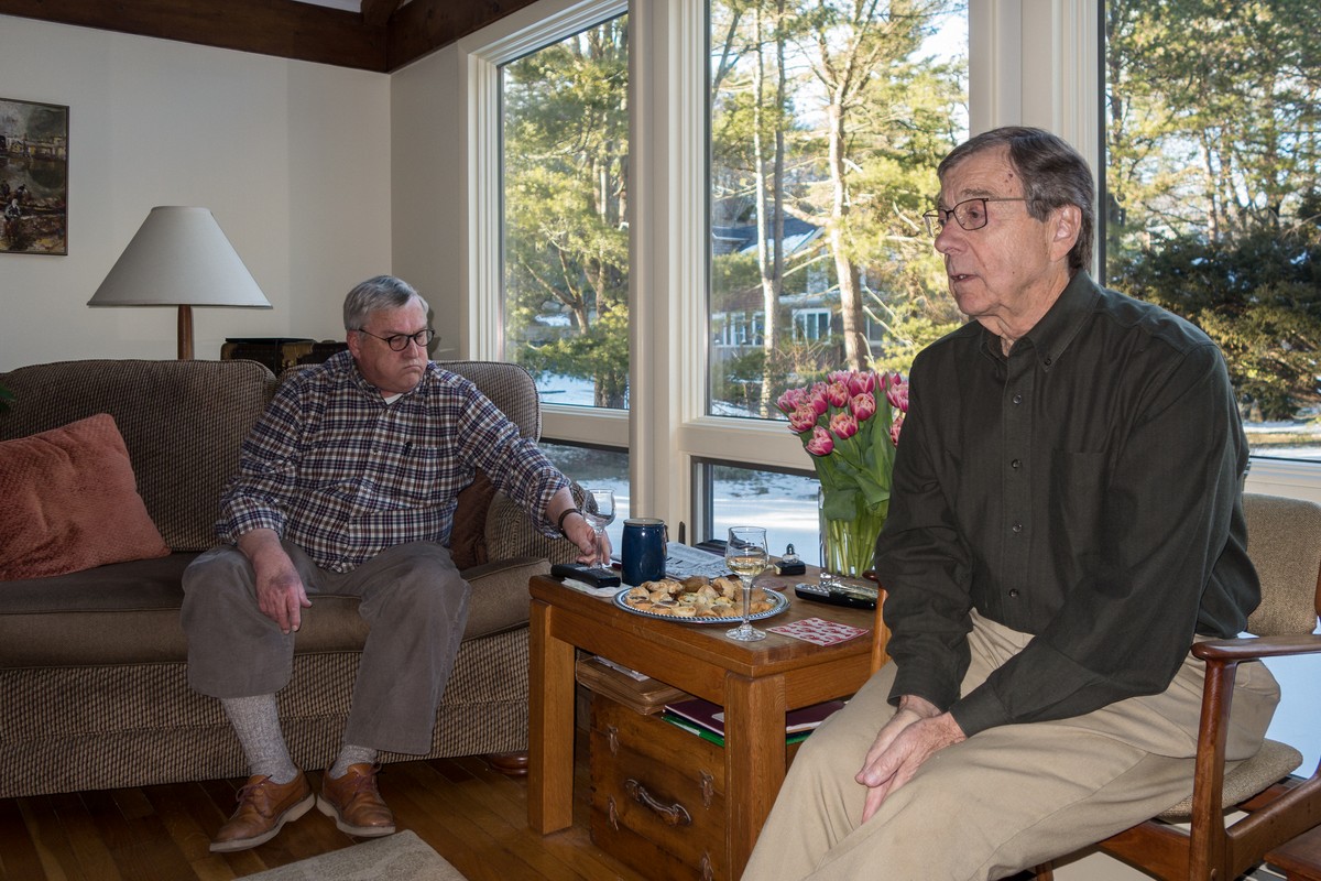 Uldis and Juris.<br />Juris' 75th birthday celebration.<br />March 10, 2018 - At Uldis and Edite's in Manchester by the Sea, Massachusetts.