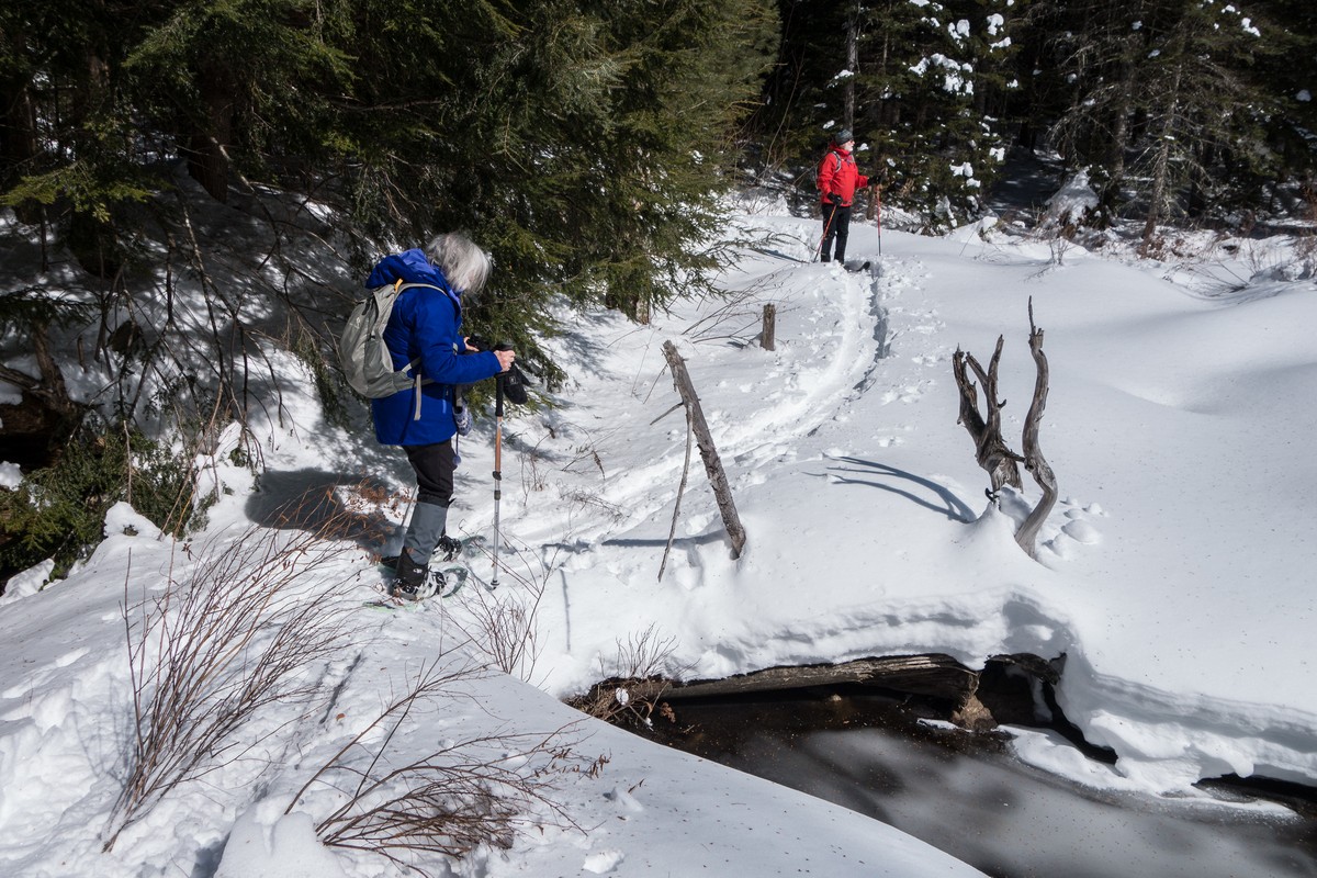 Joyce and Fred.<br />Hike to Atwood Pond along the Historic Sandwich Notch Road.<br />March 18, 2018 - Thornton/Sandwich, New Hampshire.