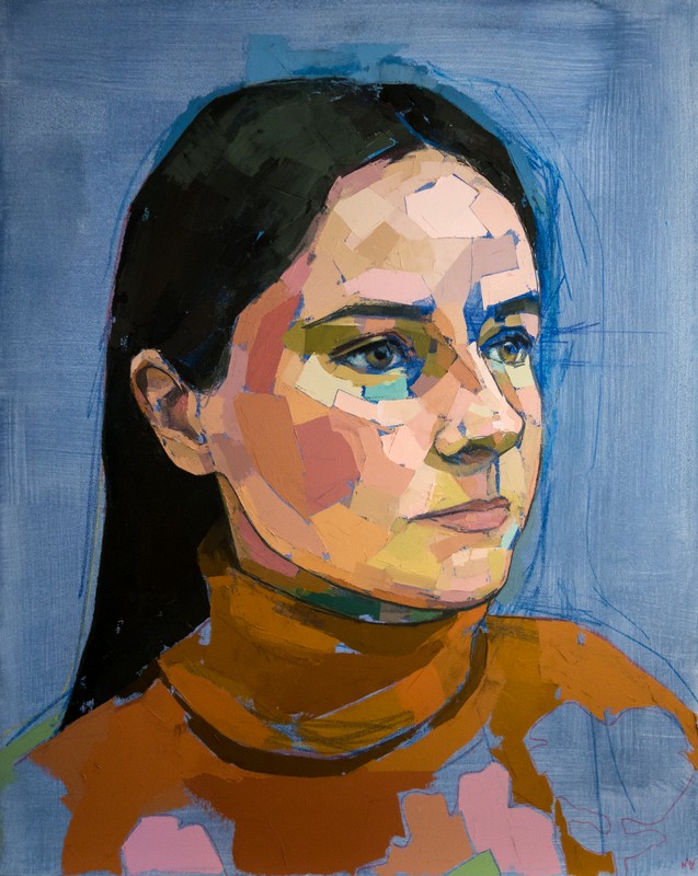 Mia Cross: "Rebecca", 30x24", oil on canvas, $1950.<br />Paula Estey Gallery.<br />March 20, 2018 - Newburyport, Massachusetts.