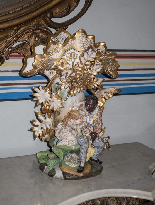 Ceramic figurine depicting a scene from 'Uncle Tom's Cabin'.<br />Museum Casa de Diego Velazquez, oldest house in Cuba.<br />Oct. 30, 2016 - Santiago de Cuba.