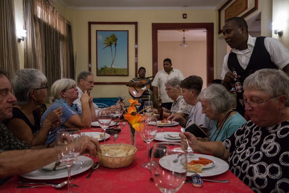 Paul, Ellen, Janet, bob, Martha, Bety, Joyce, and Norma.<br />Lunch at Hotel Marti with opera songs.<br />Oct. 31, 2016 - Guantanamo, Cuba.