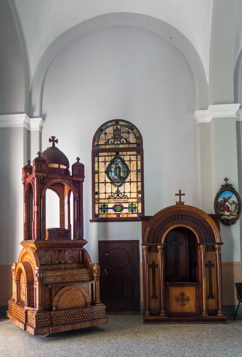 Interior of Our Lady of Charity Basilica.<br />Nov. 2, 2016 - El Cobre, Cuba.