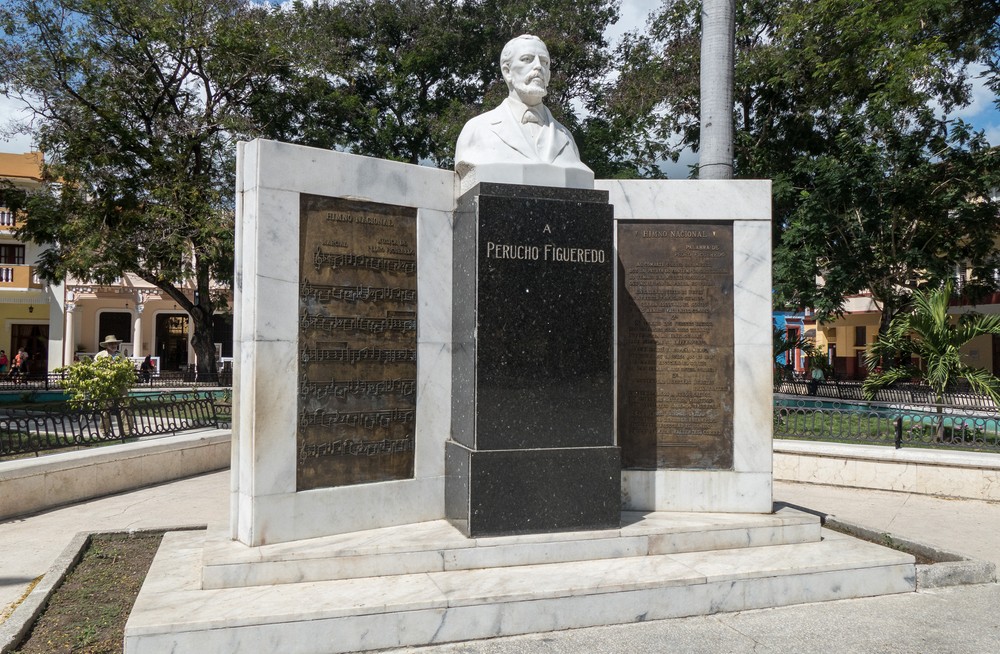 Composer and libretist of the national anthem.<br />Nov. 2, 2016 - Parque Cespedes, Bayamo, Cuba.